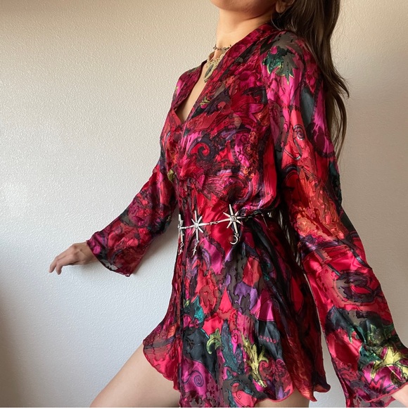 Vintage Silk Floral Bellsleeve Dress - Picture 5 of 5